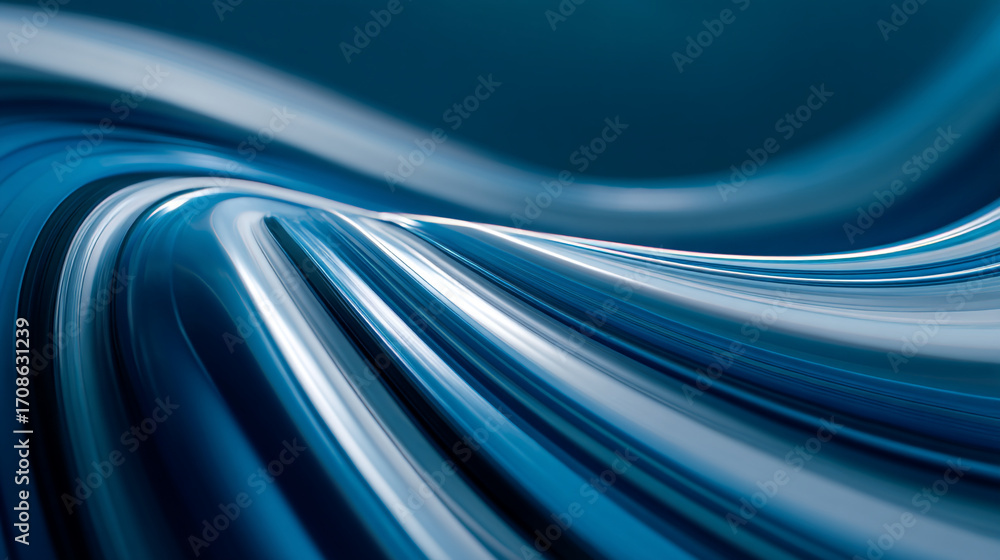 Aufkleber abstract blue and white flowing lines creating a dynamic wave like pattern