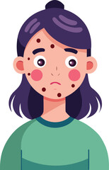 Little girl with acne problem on transparent background