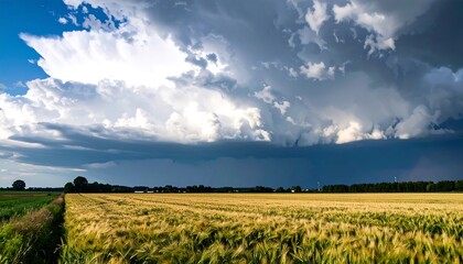 Dramatic Storm Clouds over Golden Wheat Field