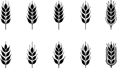 Wheat Silhouette Vector Bundle"