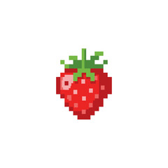 Pixelated strawberry icon logo flat vector design