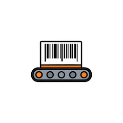 Qr code scanner machine icon logo flat vector design