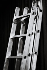 A simple wooden ladder in monochrome tones