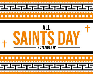 Minimalist All Saints Day November 01 card with simple white background orange border and black typography