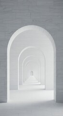 Fototapeta premium Infinite Archway Tunnel Perspective Architectural Design Modern Minimalist Interior Abstract Background