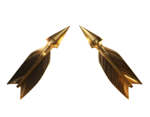 Fantasy Crossed Golden Arrows with Glowing Magical Aura, Transparent PNG