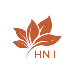 HNI Modern Abstract Botanical Logo with Leaf Motif and HNI Letter mark 