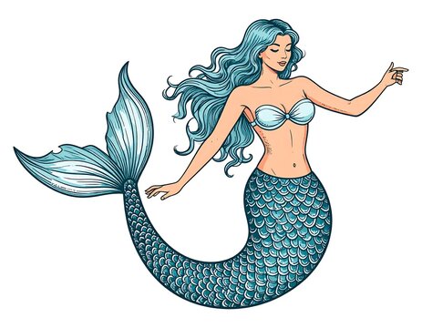 Elegant mermaid in profile