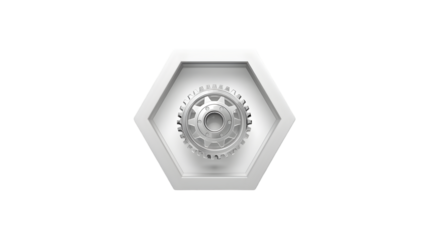 Ornate hexagonal emblem with laurel wreath and central detail