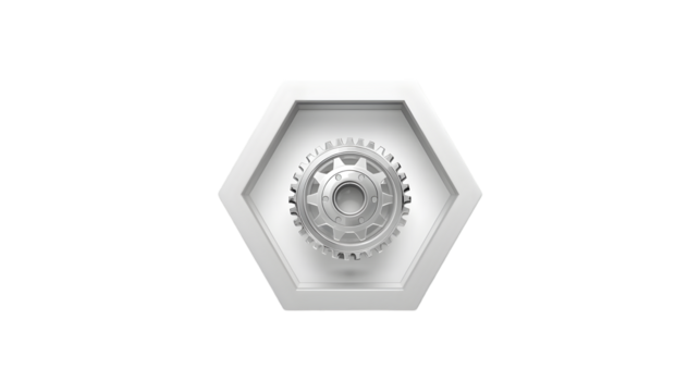 Ornate hexagonal emblem with laurel wreath and central detail