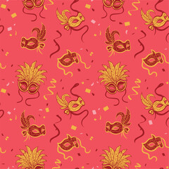 Masquerade ball party vector illustration seamless pattern