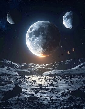 Cosmic moonscape at night