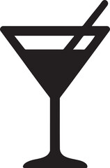 Silhouette vector of cocktail glass isolated on white background, bar party beverage design