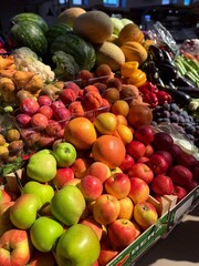 Colorful fruits and vegetables at local market