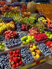 Fresh fruits assortment at outdoor market