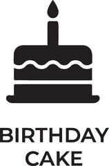 Silhouette vector of birthday cake isolated on white background, festive celebration dessert design