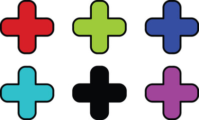 Obraz premium Vibrant collection of colorful plus signs in a grid pattern