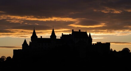 Fototapeta premium Silhouette of a castle at sunset
