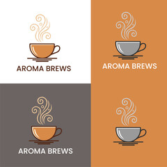 Premium coffee brand logo for Aroma Brews. Perfect for coffee shops, cafes, and beverage branding. Clean, modern, and memorable design.