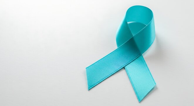 Turquoise awareness ribbon evokes hope for ovarian cancer, cervical cancer or sexual assault survivors