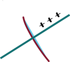 Minimalist abstract  flight path illustration with curved trajectory and straight route line, modern aviation travel concept design for navigation, sky, and journey themes.