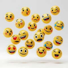 Obraz premium Express your emotions with these fun emoji faces, perfect for social media marketing and digital communication