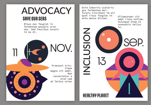 Flyer A4 Abstract Futuristic Shape Flat Colors