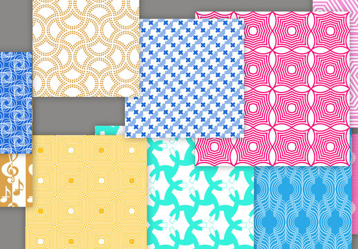 Collection of seamless geometric minimalistic patterns