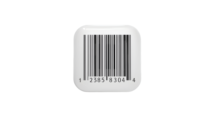 White rounded rectangle barcode on black background