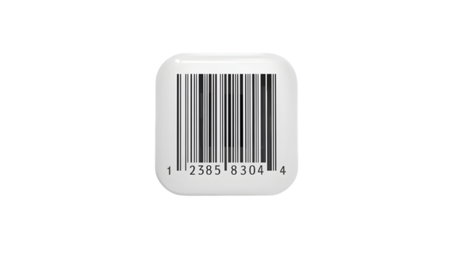 White rounded rectangle barcode on black background