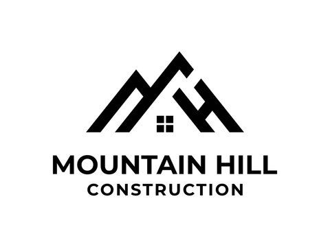 MH letter monogram initials logo with mountain shape images vector template - Powered by Adobe