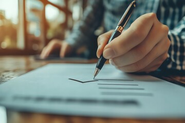 Compliance expert ensuring compliance with a document management system and a checkmark