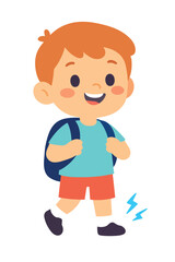 cartoon boy with school bag vector illustration 