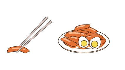 Craving Korean street food? Enjoy spicy tteokbokki with eggs and chopsticks for a delicious snack