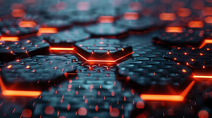 Glowing Hexagon Tech Surface.