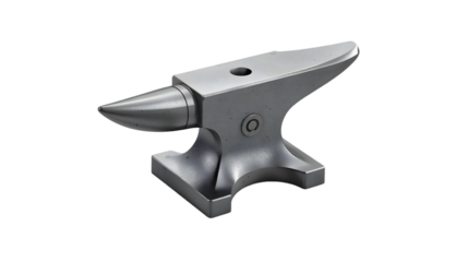 A sturdy metal anvil isolated on a black background