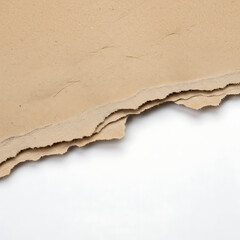 Torn brown paper edge isolated on white background