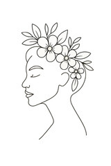 Beautiful woman profile with floral crown