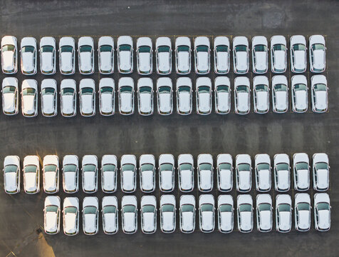Car Factory Aerial View Manufacturing Plant Vehicle Rows