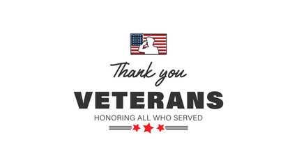 Veterans Day with Thank You Veterans Graphic and Patriotic Salute Design,  Honoring All Who Served.