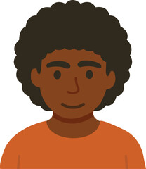 Cartoon male character with curly hair wearing orange shirt illustration isolated on white background