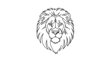 Obraz premium Detailed line drawing of a lions head, showcasing its mane and facial features