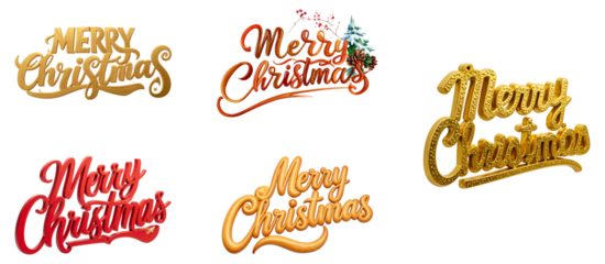 Set aus "Merry Christmas" Schriftzügen – isoliert auf weißem Hintergrund, Freisteller, transparent – Weihnachtsdesign Sammlung