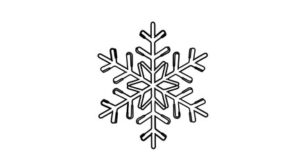 Detailed line art of a snowflake, showcasing intricate geometric patterns and winter theme