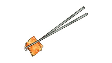 Enjoy delicious Korean Kimchi with chopsticks, perfect for food blogs and Asian cuisine promotion