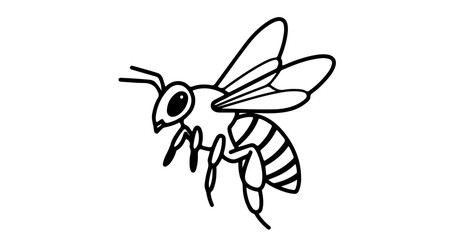 Obraz premium Illustration of a honey bee flying, insect with wings and stinger