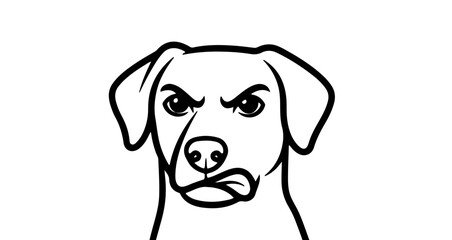 Fototapeta premium A cartoon illustration of an angry dog with furrowed brows vector drawing