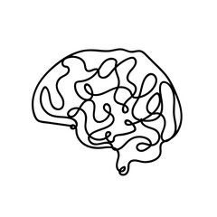 Brain organ design continuous one line drawing