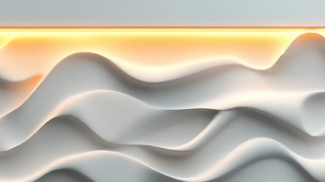 Elegant wavy white wall with ambient lighting, modern interior design pattern