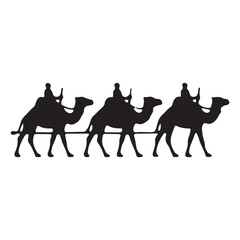 Camel Caravan Silhouette Desert Travel illustrations
